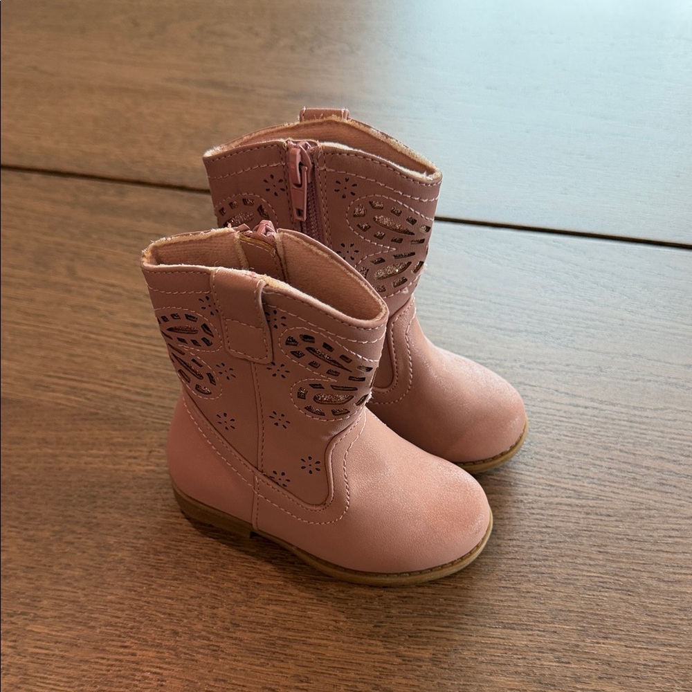 Rachel Shoes Toddlers' Blush Pink Western Cutout Boots